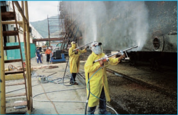 Preparing the surface of ship hull